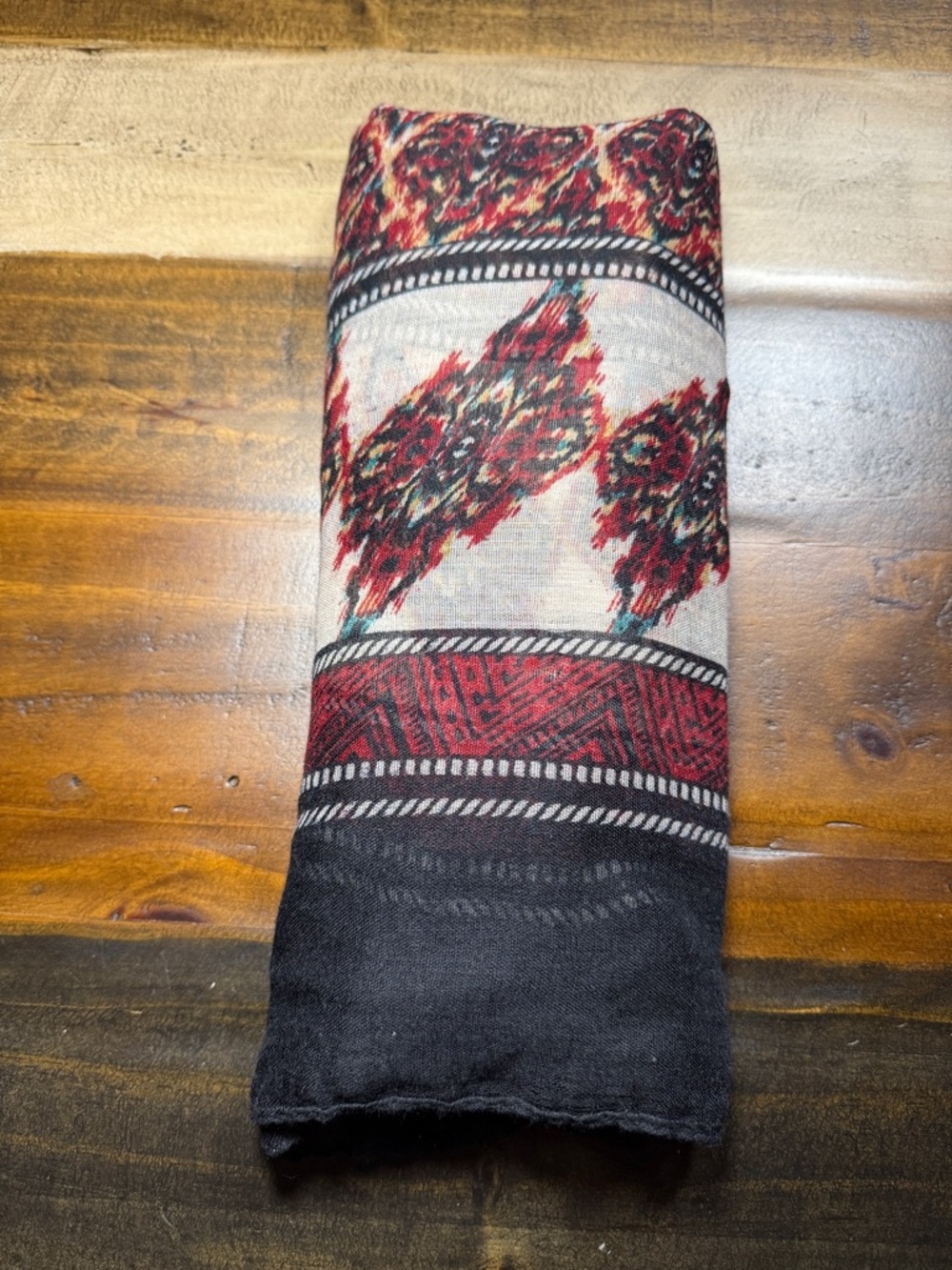 Fringe Scarf in Black & Red